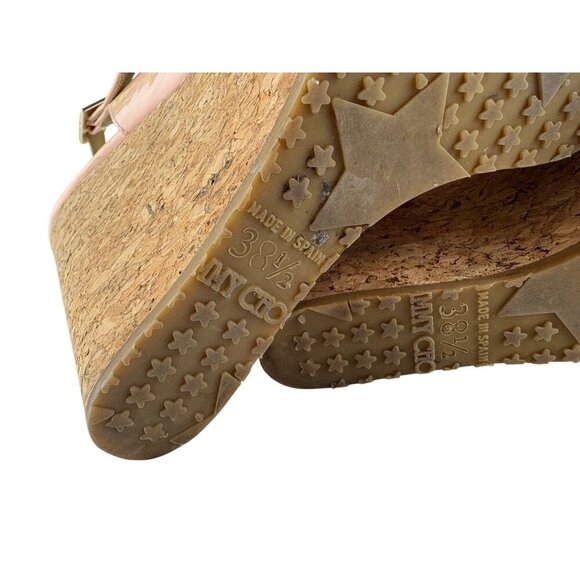 Jimmy Choo Nude Patent Leather Prova Peep Toe Wedge Sandals Size EU 38.5 - Picture 12 of 16